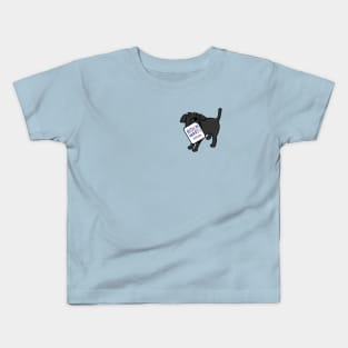 Small Dog with Biden Harris 2024 Sign Kids T-Shirt